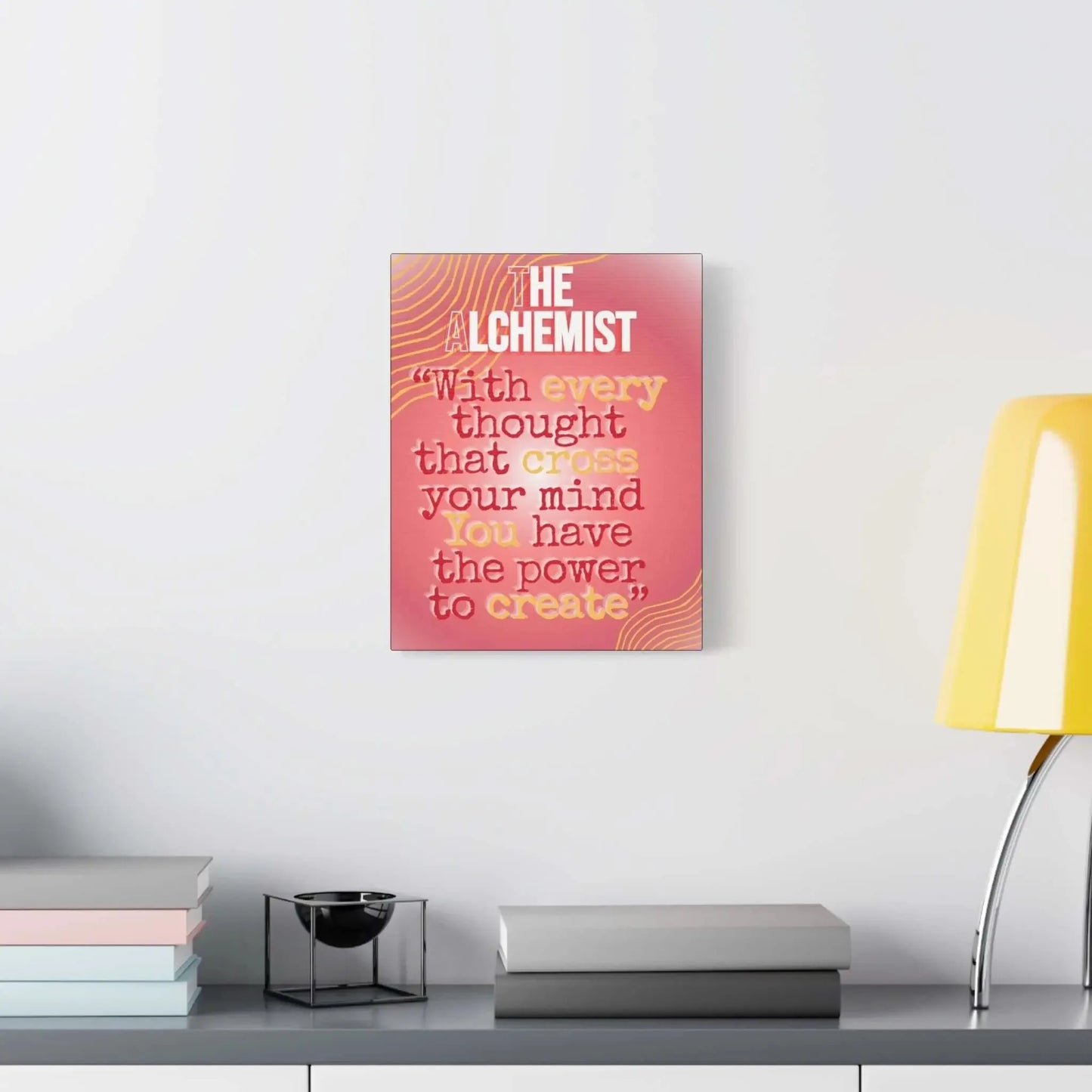 Alchemist Quote Canvas Wall Art Sunset Pink Gradient On Matte Cotton Poly Canvas With 1.25 Inch Radiata Pine Frame - One OF One CreaXtions