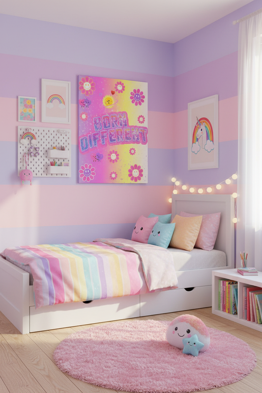 Born Different Canvas - Girl's Room Mockup