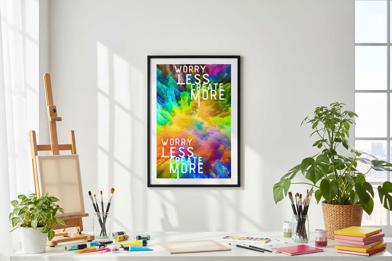 Worry Less Create More Framed