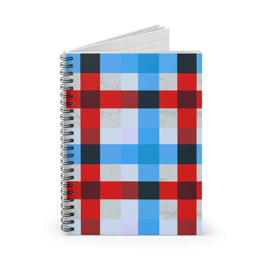 Red And Blue Plaid Spiral Notebook 6 By 8 Inch Ruled 90gsm Pages With Metal Binding Lies Flat For Easy Note Taking - One OF One CreaXtions