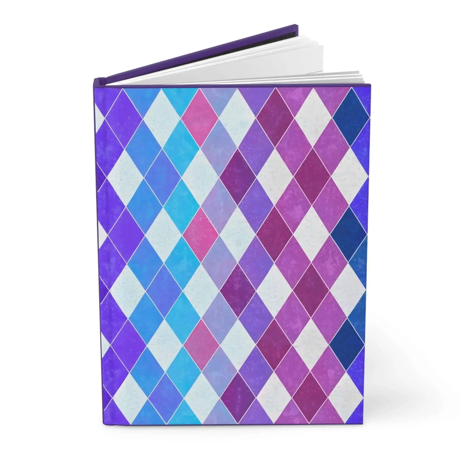 Argyle Pattern Hardcover Journal Purple And Blue Geometric Notebook For Notes And Sketches Daily - One OF One CreaXtions