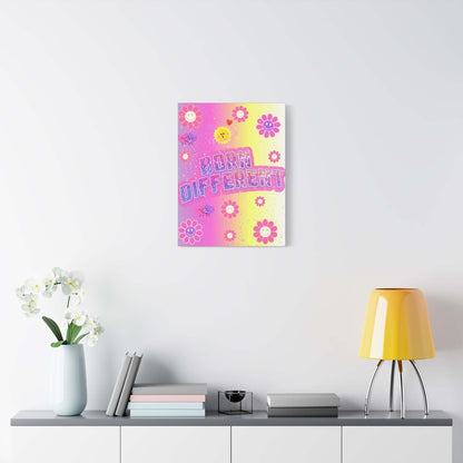 Born Different Canvas Print — Colorful Retro Flower Wall Art