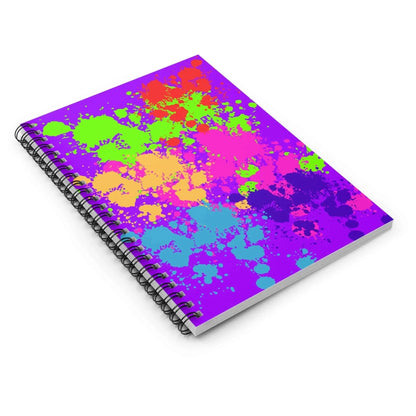 Neon Paint Splatter Spiral Notebook For School And Notes Ruled Journal With Colorful Cover - One OF One CreaXtions