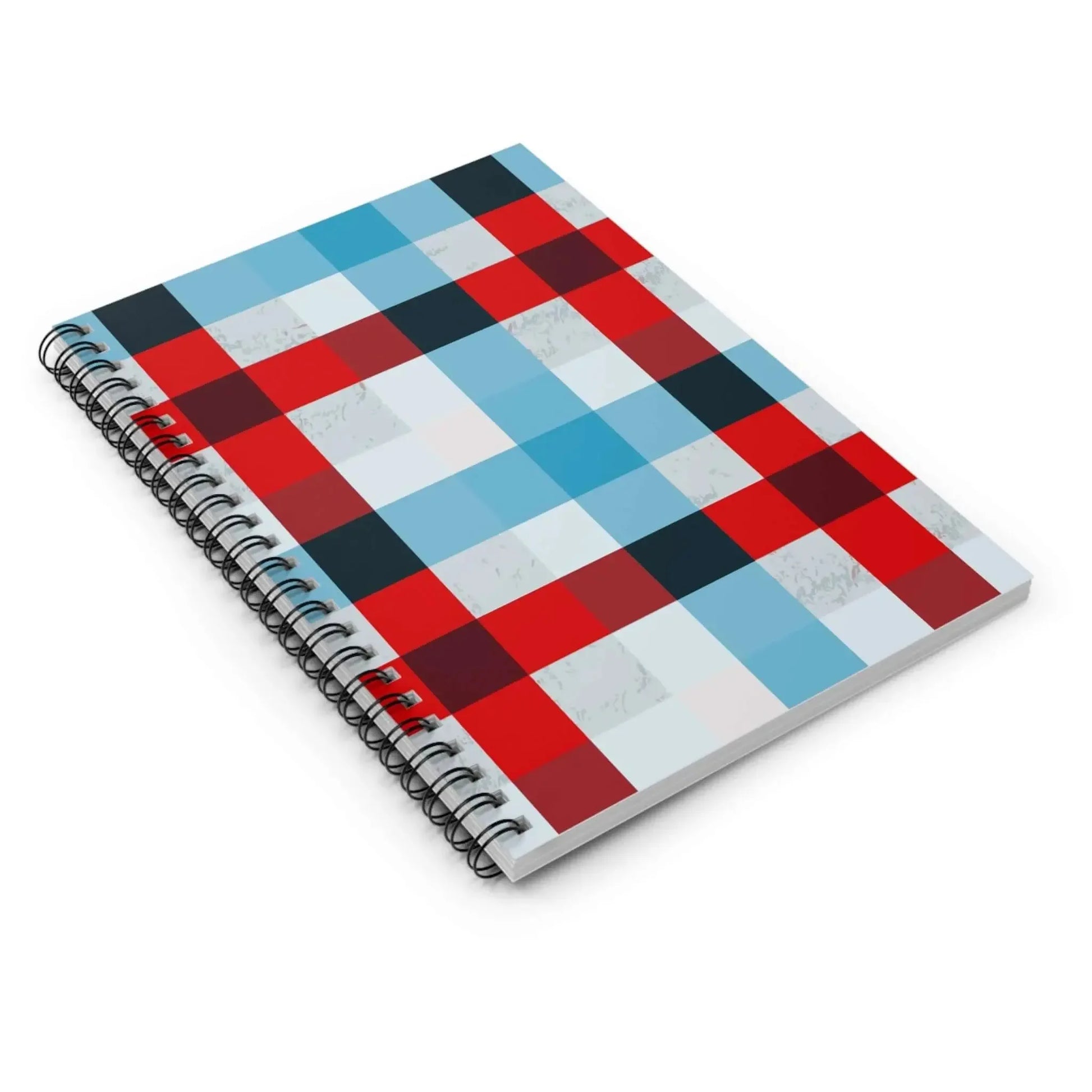 Plaid Spiral Notebook Red And Blue Checked Ruled Journal With 90Gsm Pages For Notes And Sketches - One OF One CreaXtions