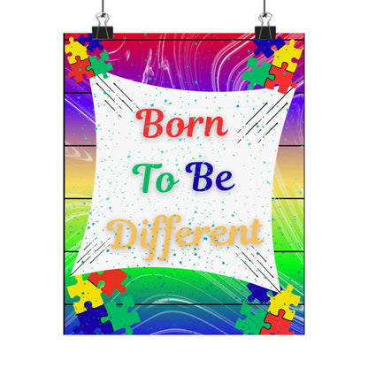 Born To Be Different Poster — Colorful Autism Awareness Matte Vertical Print