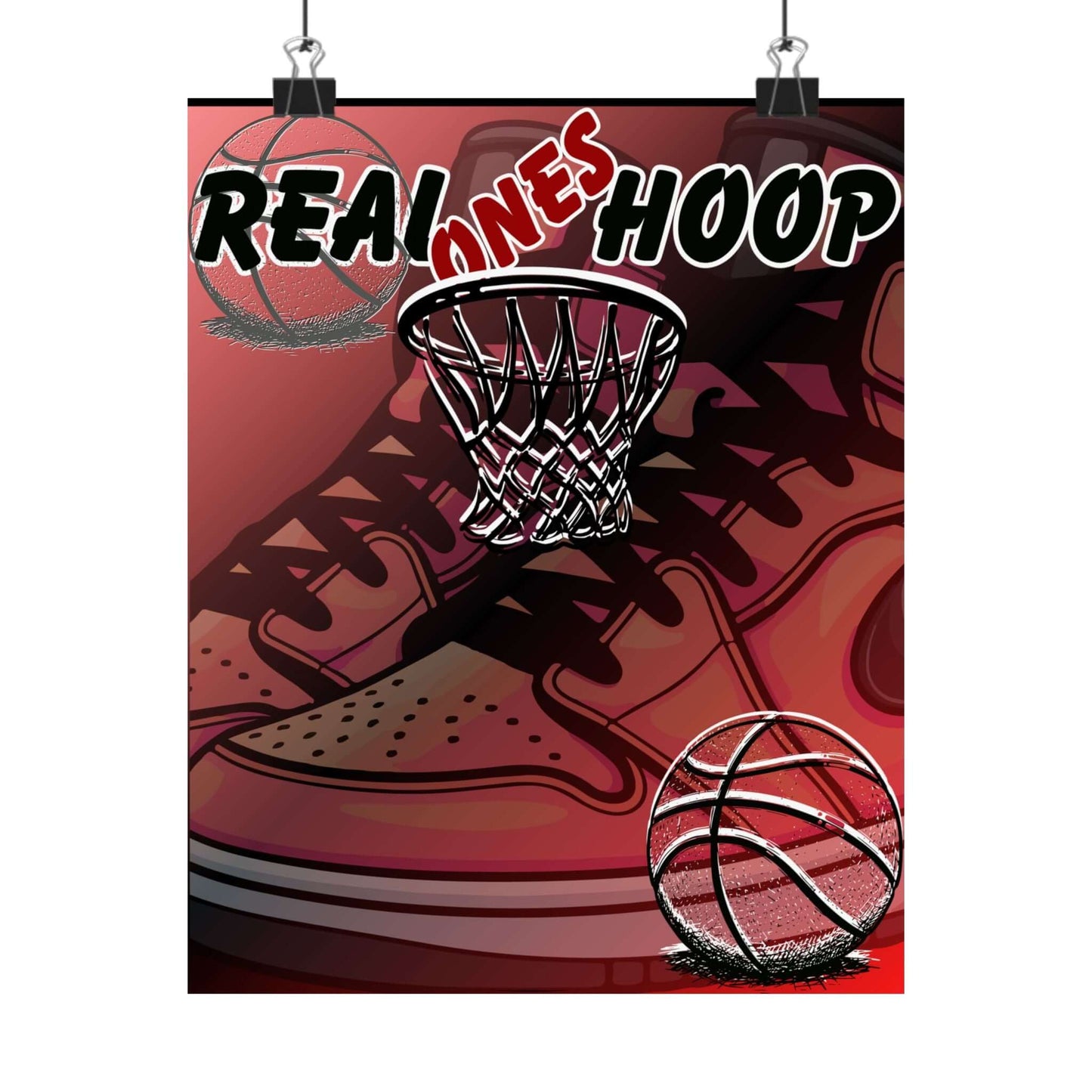 Basketball Poster — "Real Ones Hoop" Matte Vertical Wall Art
