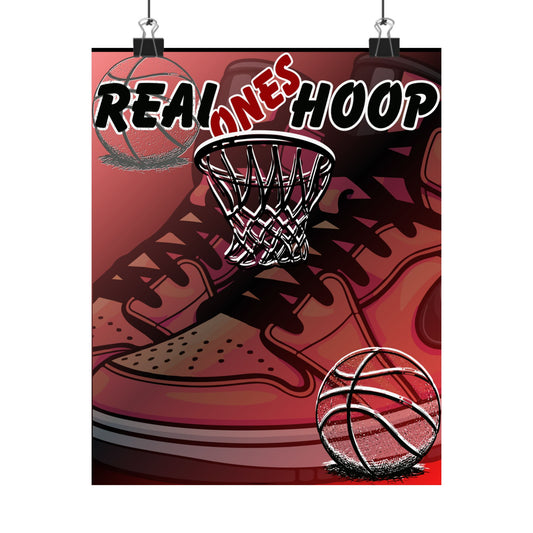 Basketball Poster — "Real Ones Hoop" Matte Vertical Wall Art