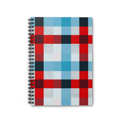 Plaid Spiral Notebook Red And Blue Checked Ruled Journal With 90Gsm Pages For Notes And Sketches - One OF One CreaXtions