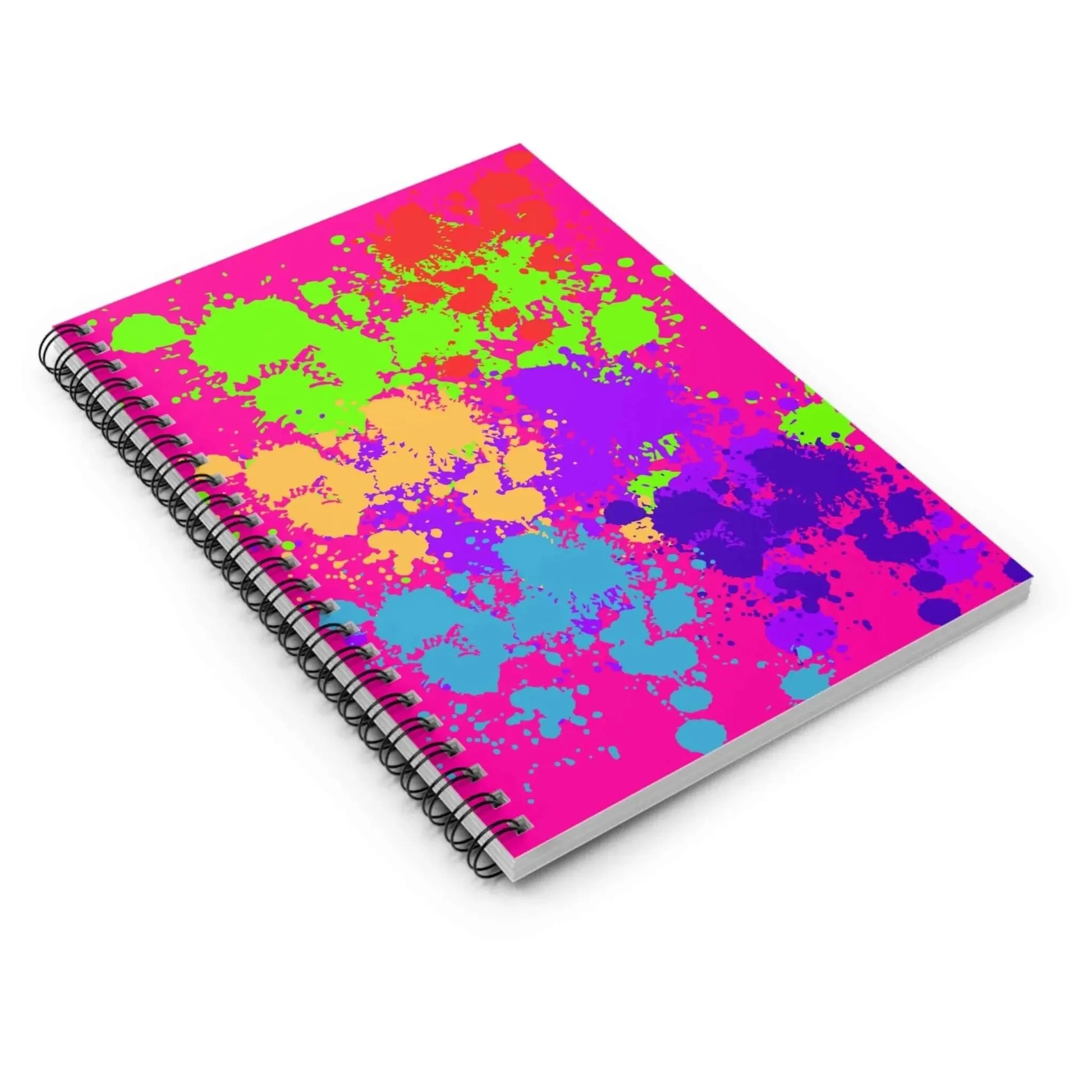 Neon Paint Splatter Spiral Notebook With 90 Gsm Lined Pages For Colorful Notes And Daily Tasks - One OF One CreaXtions
