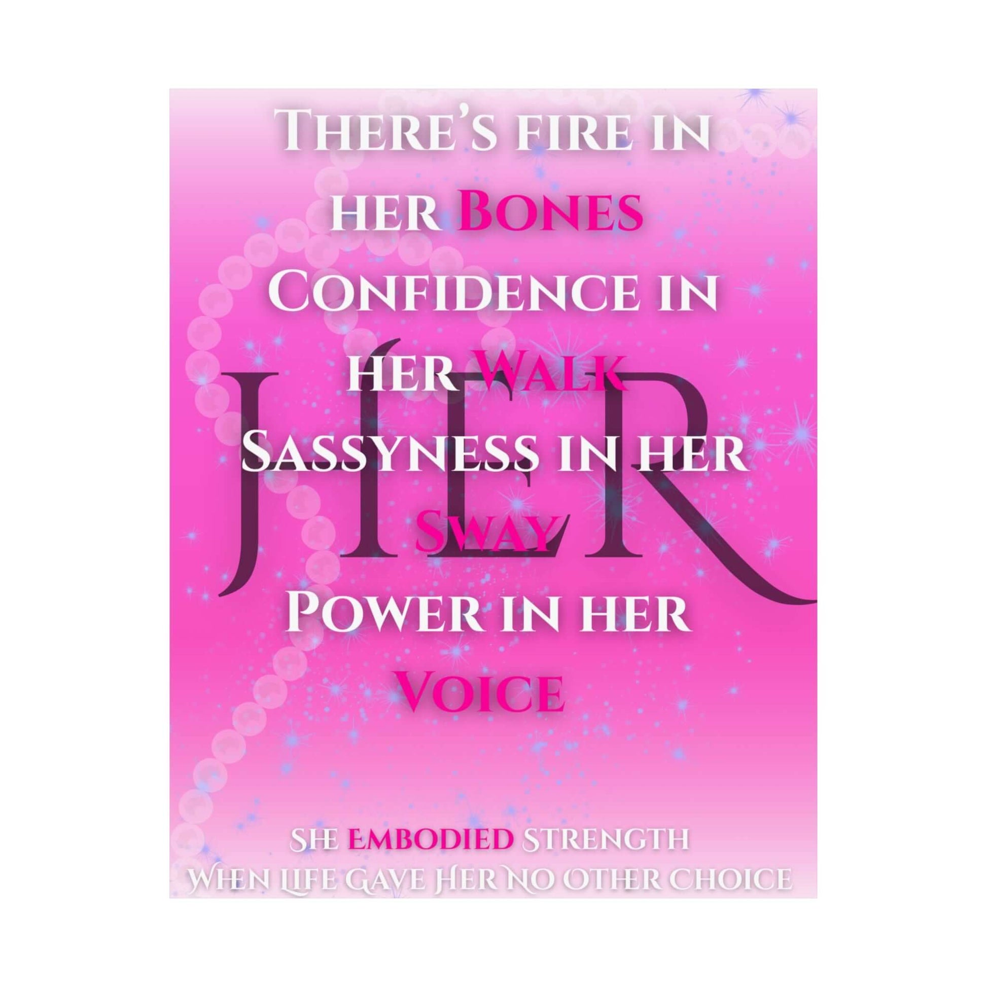 Empowerment wall art poster with bold pink gradient and empowering mantra about confidence and strength.