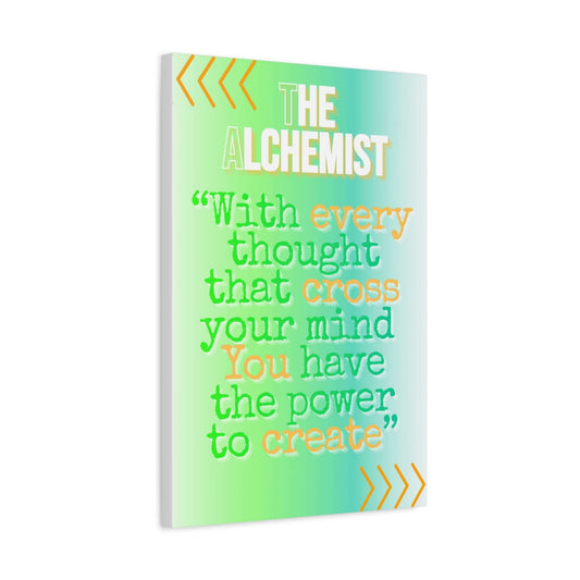 Inspirational wall art quote canvas featuring a quote from The Alchemist with pastel gradients.