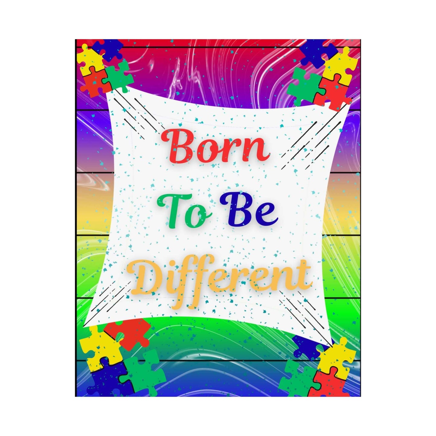 Born To Be Different Poster — Colorful Autism Awareness Matte Vertical Print