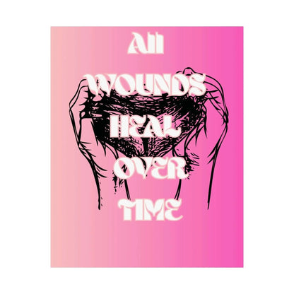 Motivational Healing Poster All Wounds Heal Matte Vertical Wall Art In Soft Pink Gradient - One OF One CreaXtions