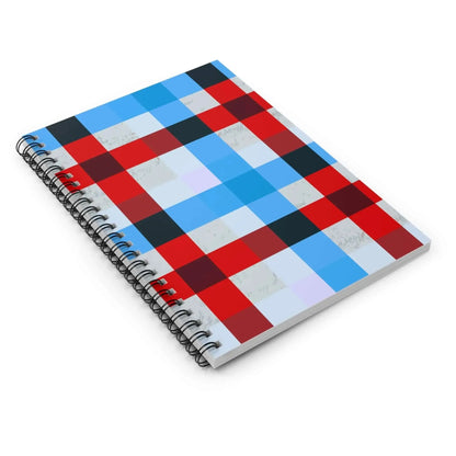 Red And Blue Plaid Spiral Notebook 6 By 8 Inch Ruled 90gsm Pages With Metal Binding Lies Flat For Easy Note Taking - One OF One CreaXtions