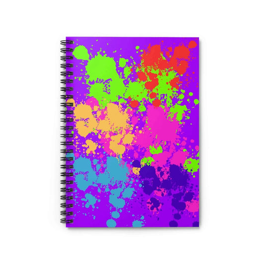 Neon Paint Splatter Spiral Notebook For School And Notes Ruled Journal With Colorful Cover - One OF One CreaXtions
