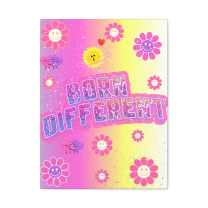 Born Different Canvas Print — Colorful Retro Flower Wall Art