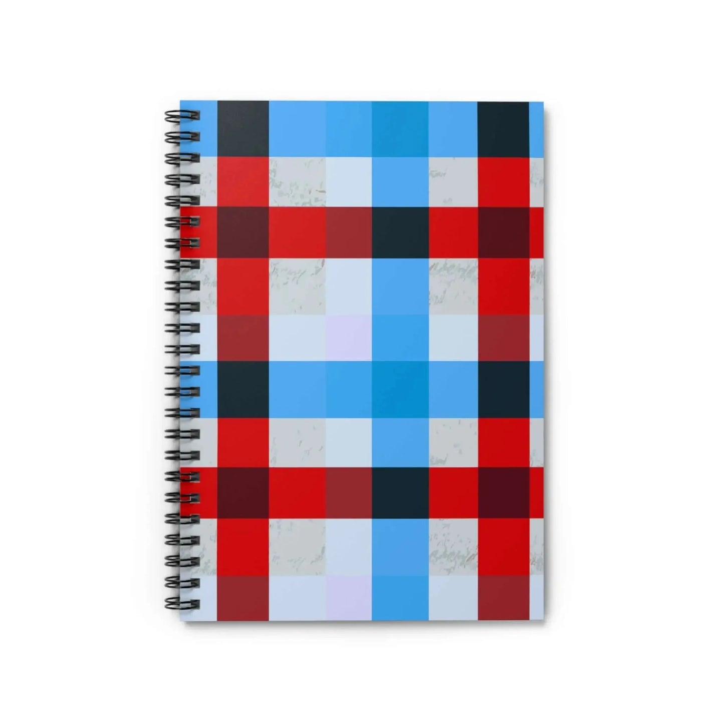 Red And Blue Plaid Spiral Notebook 6 By 8 Inch Ruled 90gsm Pages With Metal Binding Lies Flat For Easy Note Taking - One OF One CreaXtions