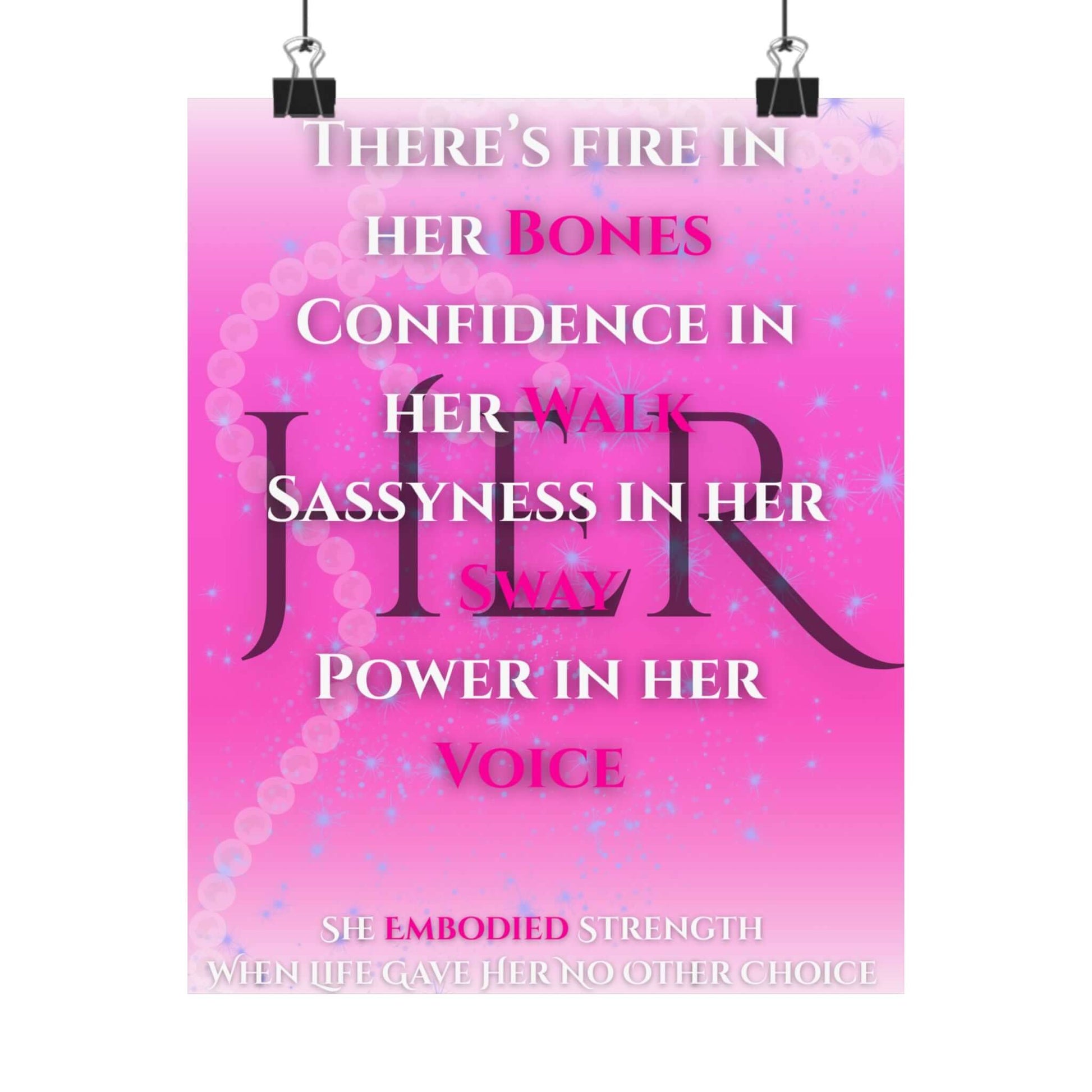 Empowerment wall art poster featuring bold typography on a vibrant pink gradient background.