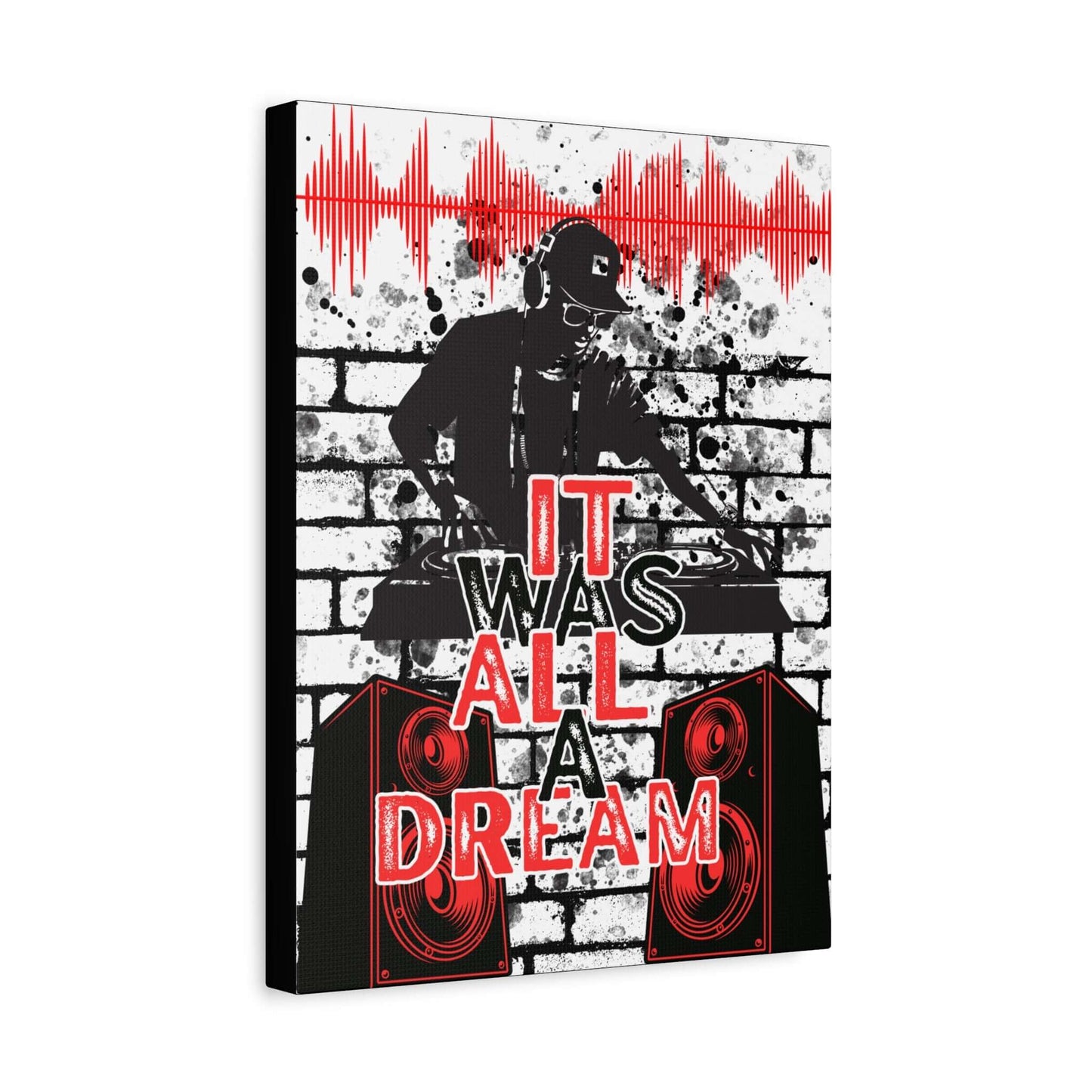 DJ turntable poster with “It Was All a Dream” urban music wall art