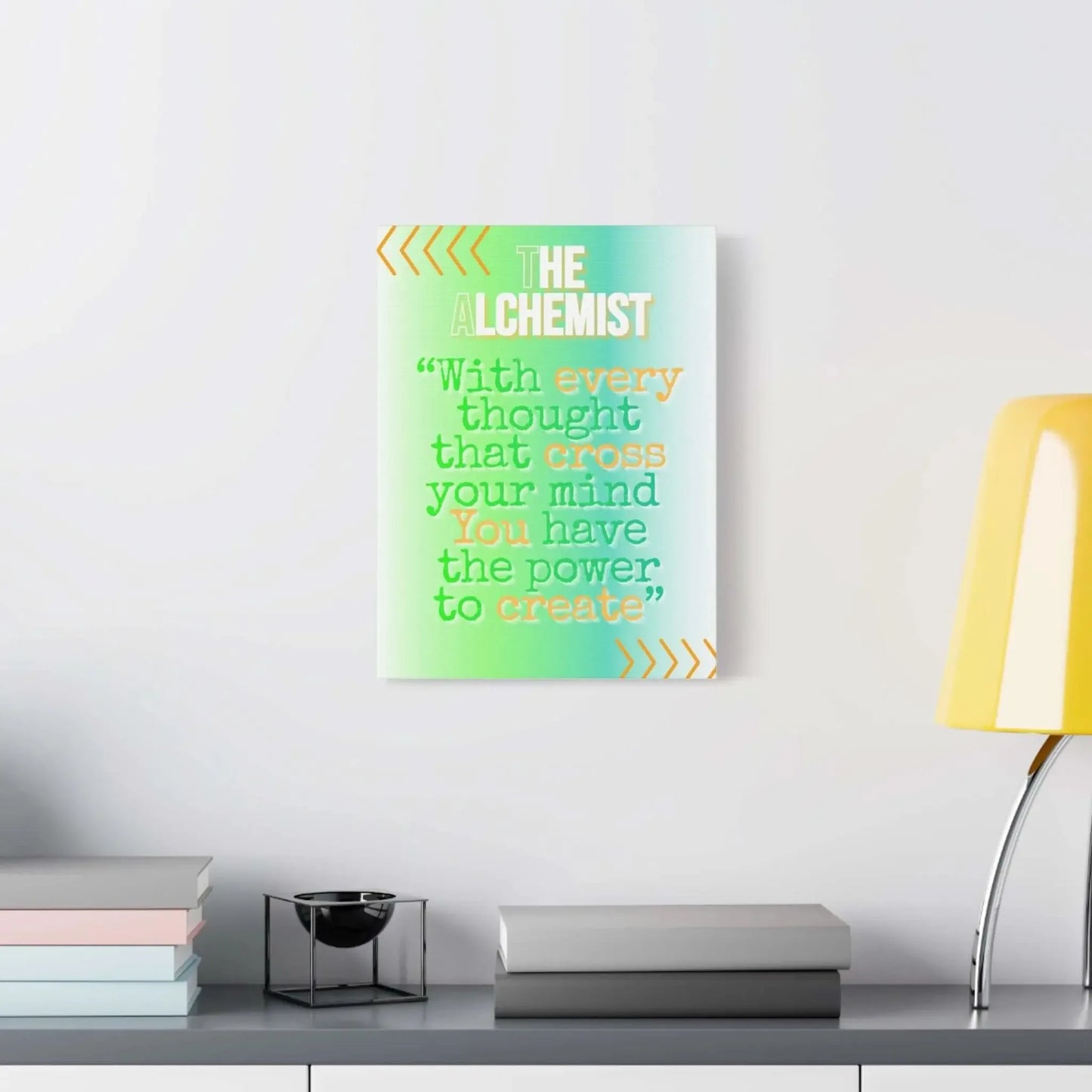 The Alchemist Inspirational Quote Canvas Print Gallery Wrapped Matte Finish Mint Aqua Gradient Wall Art - One OF One CreaXtions