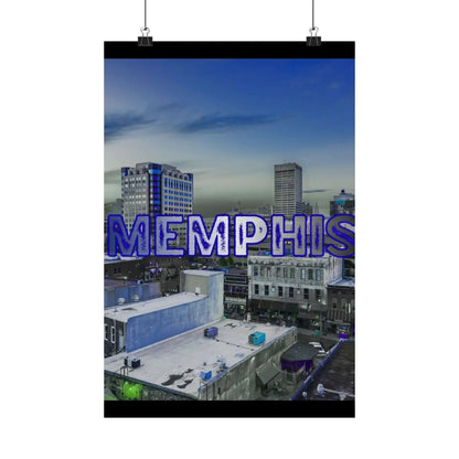 Memphis Cityscape Matte Poster for Vertical Wall Art 11 x 14 and 12 x 18 Glazed Giclée Print Neon Lettering Skyline - One OF One CreaXtions