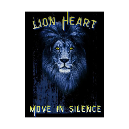 Lion Heart Move in Silence Matte Poster Blue Lion Wall Art for Home Decor and Study Room - One OF One CreaXtions