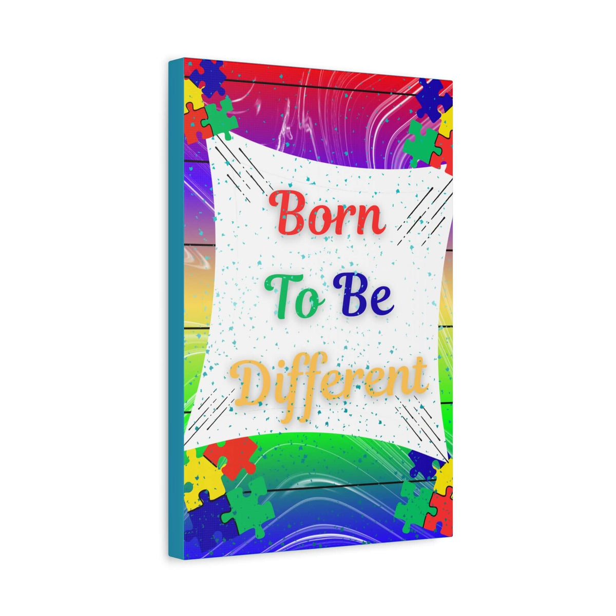 Born Diffrernt Born to Be Different Canvas Wall Art — Autism Awareness Colorful Puzzle ...