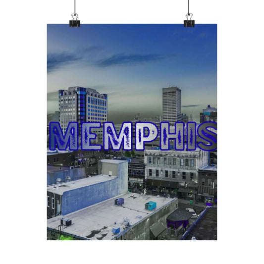 Memphis Cityscape Matte Poster for Vertical Wall Art 11 x 14 and 12 x 18 Glazed Giclée Print Neon Lettering Skyline - One OF One CreaXtions