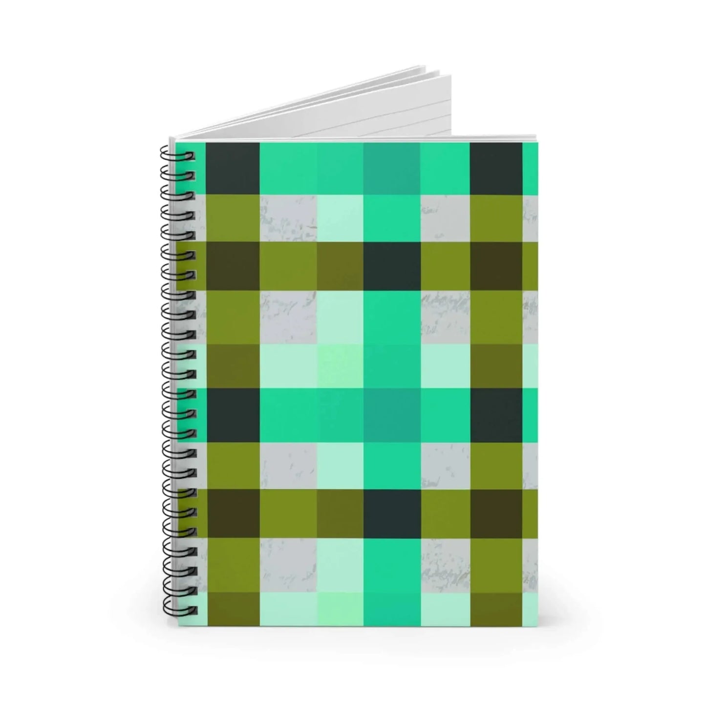 Turquoise Plaid Spiral Notebook Ruled Journal For School And Notes Durable 350 GSM Cover - One OF One CreaXtions
