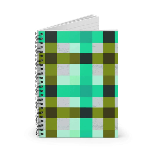 Turquoise Plaid Spiral Notebook Ruled Journal For School And Notes Durable 350 GSM Cover - One OF One CreaXtions