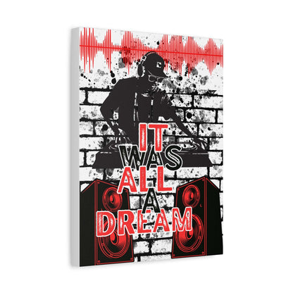 DJ turntable poster with “It Was All a Dream” urban music wall art
