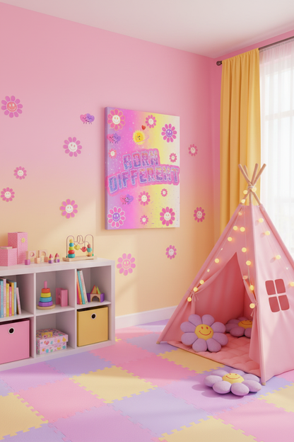 Born Different Canvas - Matching Color Scheme Playroom Mockup